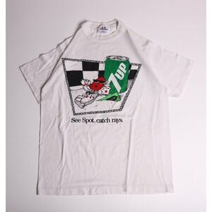 Vintage 1988 7UP Cool Spot T-Shirt Tee Jays White Single Stitch 80s USA Large